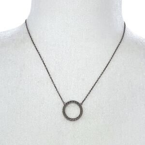 925 Sterling Silver And Crystal Pave Circle Necklace